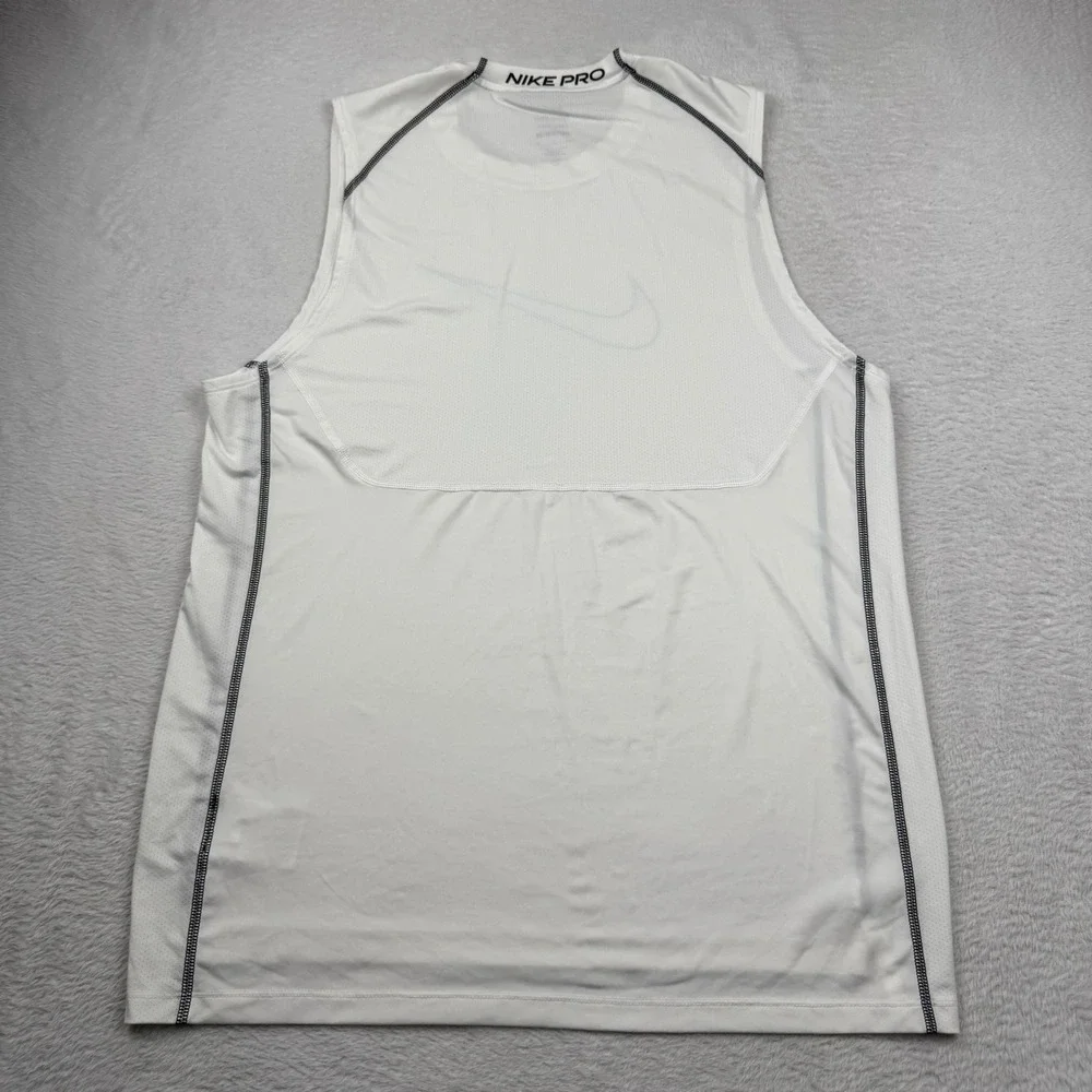 Nike Pro Dri-FIT Tank Top Mens Large White Slim Fit Sleeveless DD1977-100